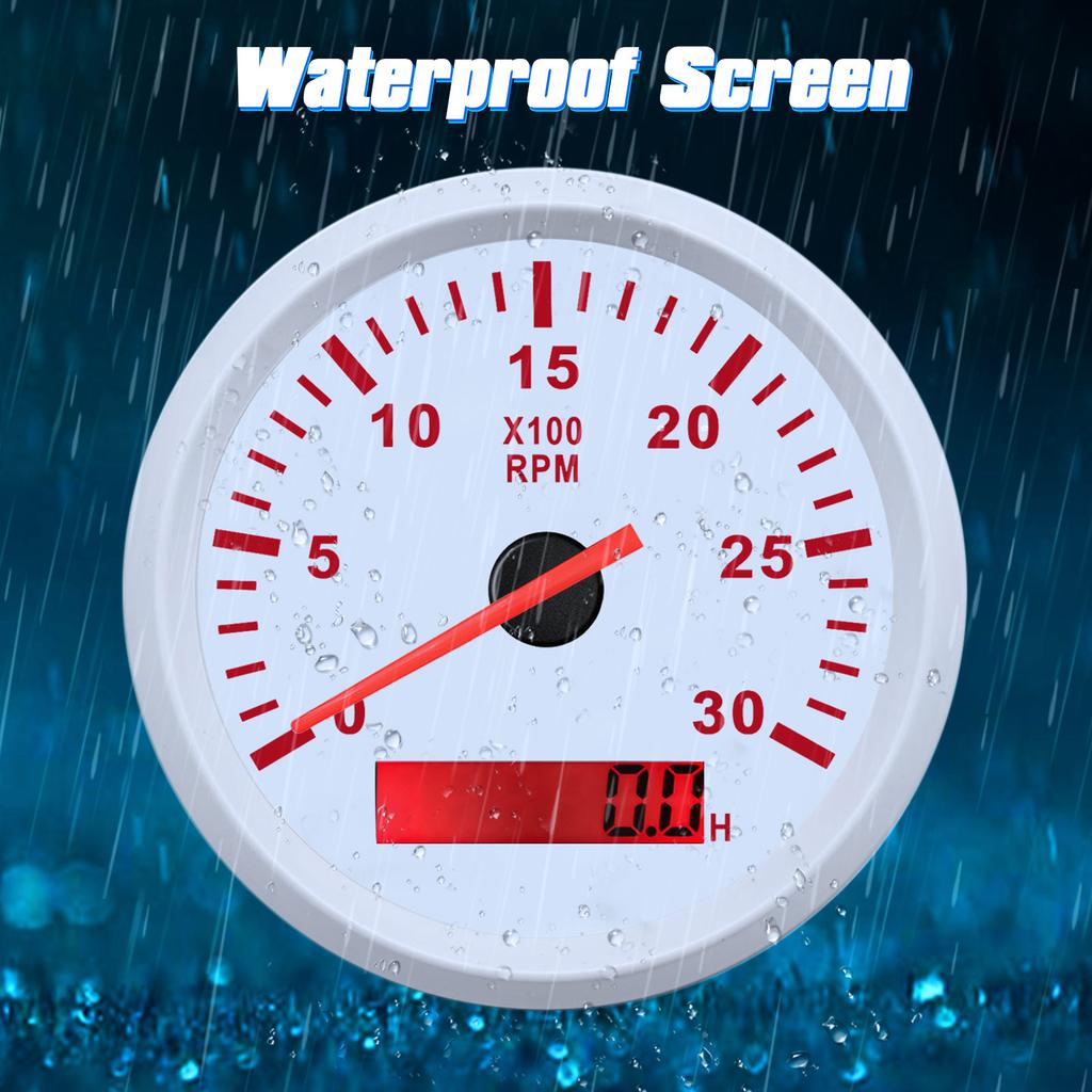 Тахометр 85 мм с красной подсветкой, 3000 об/мин, счетчик моточасов, датчик тахометра M16 M18 для морских судов, лодок, автомобилей, грузовиков, 9-32 В