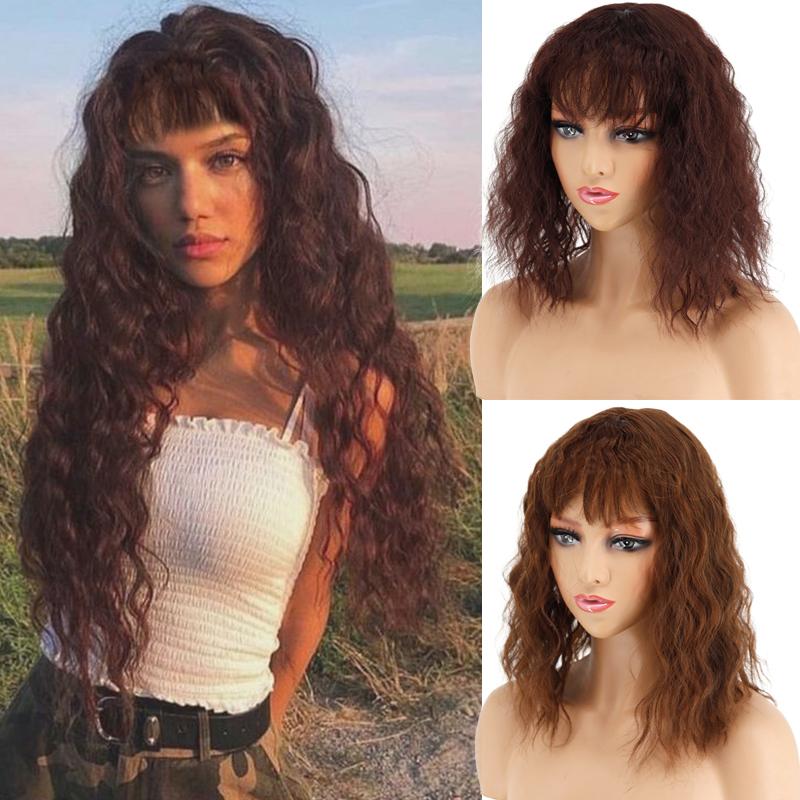 LISI HAIR Женские короткие вьющиеся волосы с челкой из натуральной кукурузы, наращивание волос из синтетического волокна, парик для повседневного использования