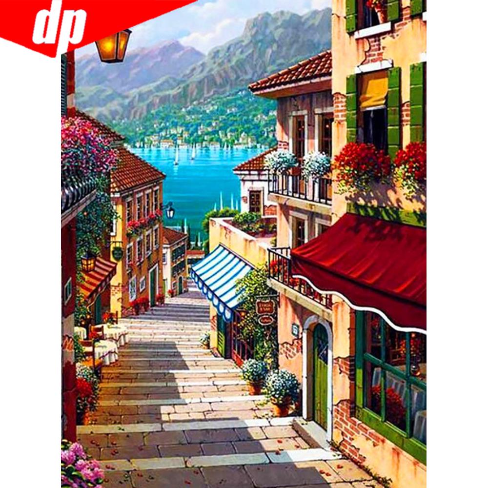 Diamond Mosaic Sale House Diamond Embroidery Full Display Scenic Diamond Painting
