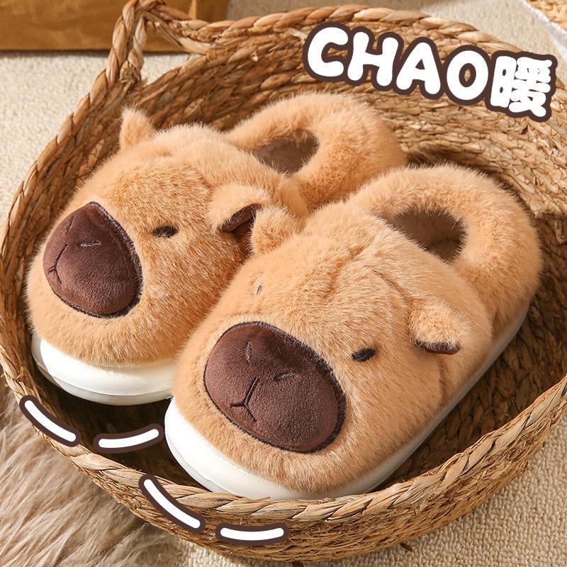 Мао Мао Тапочки для осени и зимы, на толстой подошве для ношения на улице, теплые для домашнего использования в помещении, хлопковые тапочки с мысками