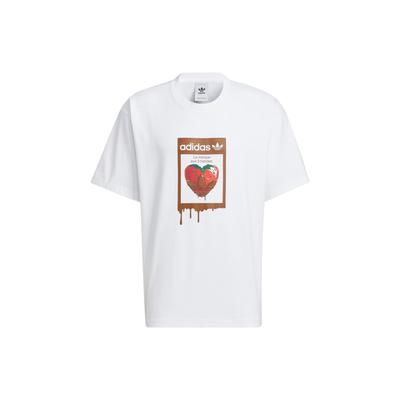 adidas Футболка Originals Valentines American Retro Heart Strawberry Cartoon Pattern Logo Print Round Neck Sports Short Sleeve T Shirt Unisex HZ5354