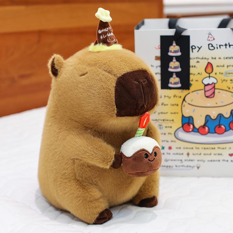 35 см шапка-торт капибара плюшевая имитация капибара аниме пушистая игрушка милая кукла мягкие игрушки мягкая кукла плюшевый рождественский подарок