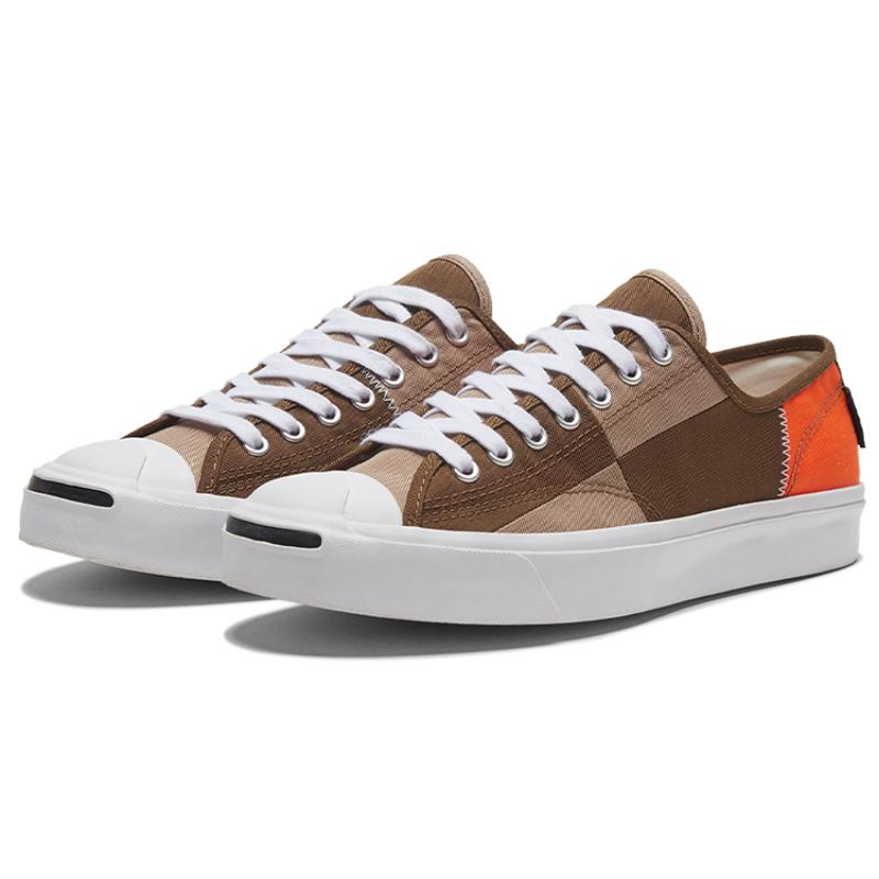 Converse Jack Purcell Panelled Comfortable Low-top Canvas Shoes Unisex Khaki Orange
