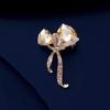 Temperament Ribbon Crystal Brooch High-End Female Retro High-End Bow Corsage Pin Suit Dress Accessories