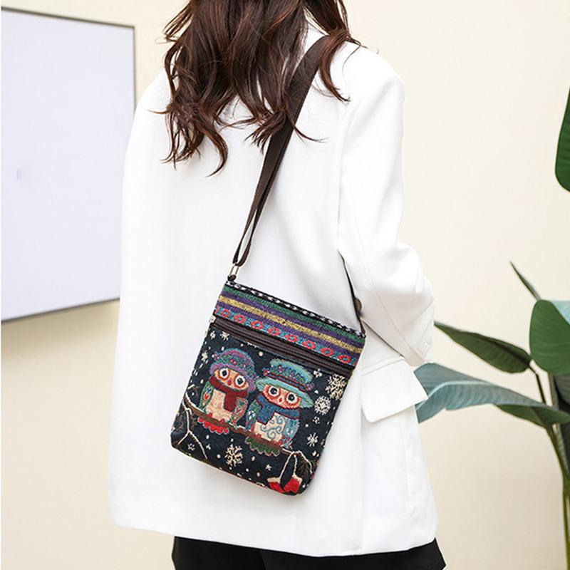 Yogodlns Женская сумка через плечо, кошелек для телефона, сумка в этническом стиле, маленькая холщовая сумка с вышивкой в ​​стиле ретро