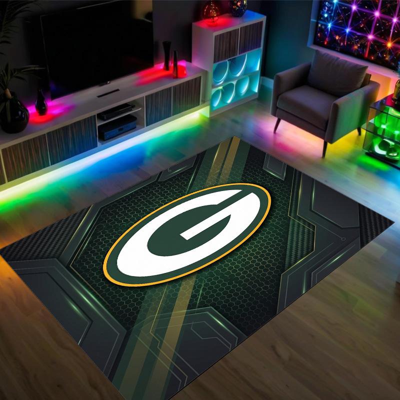 Green Bay Packers Design Crystal Velvet Carpet Cozy Non?Slip Printed Rug For Bedroom Living Room Entrance