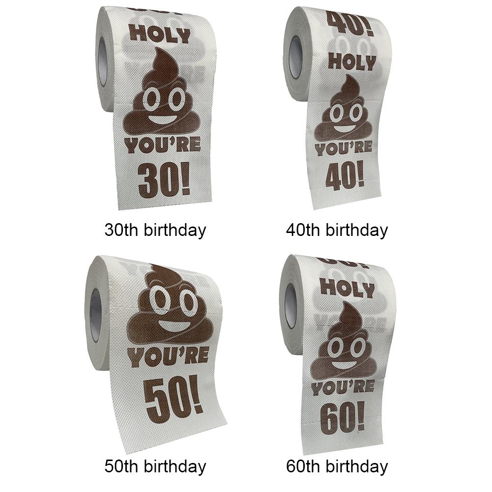 Рулон туалетной бумаги с принтом какашек, забавный, на 30/40/50/60 лет, украшения на день рождения, туалетная бумага, подарки на день рождения для женщин и мужчин