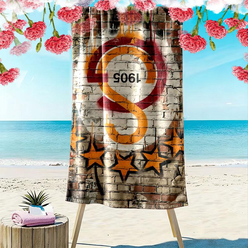 Пляжное полотенце с принтом логотипа Galatasaray SK, Большое, Мягкое, Быстросохнущее, для Пляжа, Кемпинга, Плавания