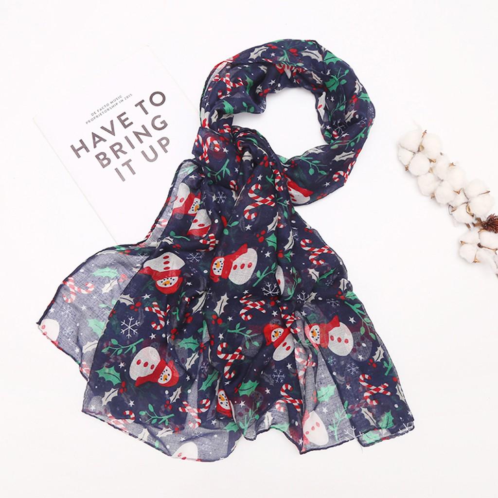 Женский зимний шарф с рождественским узором, легкая мягкая ткань, длинный шаль-накидка для праздничного сезона, повседневная носка