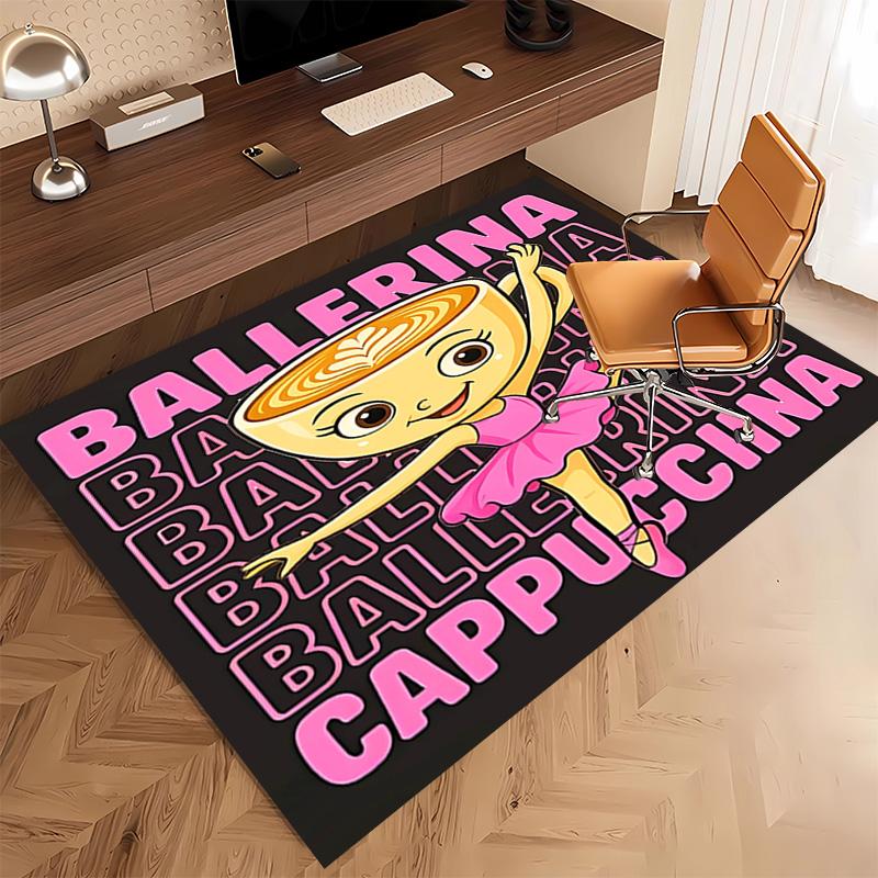 1pc Ballerina Cappuccina Print Area Rug - Soft, Washable Non-Slip Indoor Mat, Living Room, Home Office Decorative Rug,Office Decorative