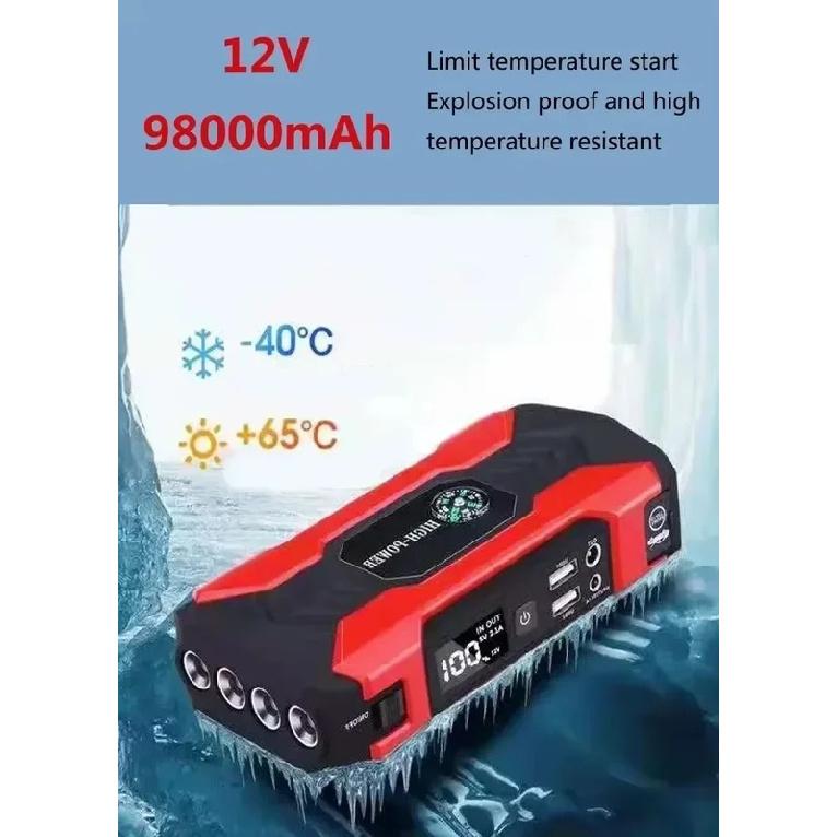 12В 98000 мАч Автомобильный пуско-зарядное устройство, Портативный Power Bank и Аварийный бустер для транспортных средств, Автомобильный зарядно-пусковое устройство с функцией запуска