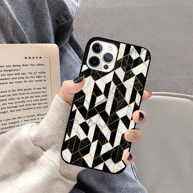 Marble Geometric Phone Case For iPhone 17 Air Plus Max 15 14 13 12 Pro Max Cover Shell