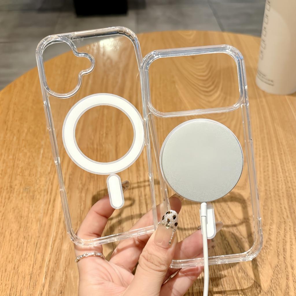 Для iPhone 17 Air 16E 16 14 15 13 12 Mini 11 17 Pro Max XS XR 7 8 Plus Для беспроводной зарядки Magsafe Магнитный акриловый чехол для телефона