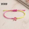 Soft Woven Rope Jewelry 2 Pcs Breast Cancer Awareness Bracelets, Adjustable Braided String Stackable Wrist Accessories Bracelets with Ribbon