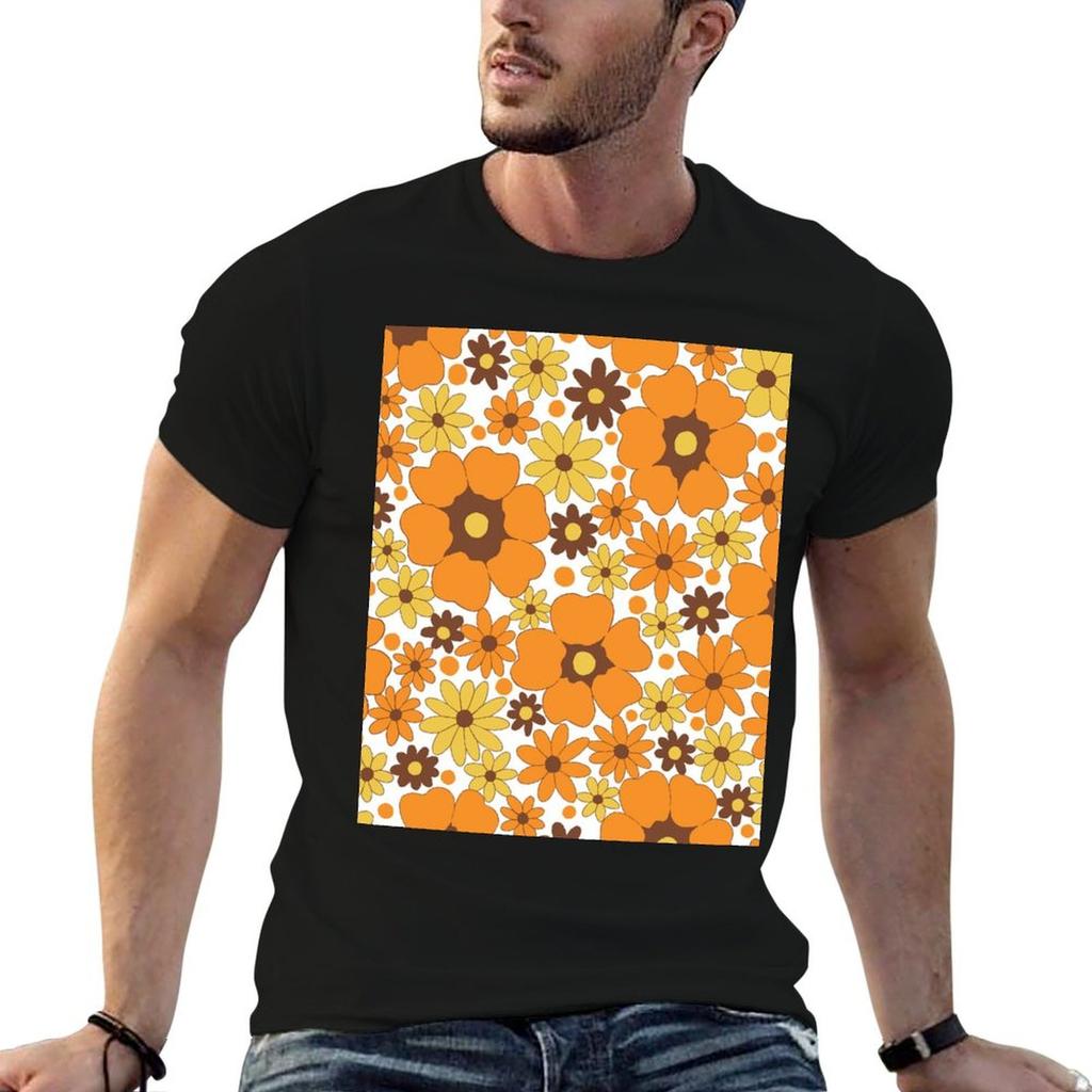 s Fall Floral Pattern (White Version) TShirt Soft Touch Basic Cotton TShirt