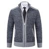 Winter Men's Plus Velvet Thick Sweater Fashionable Color Zipper Cardigan Stand Collar Knit Jacket