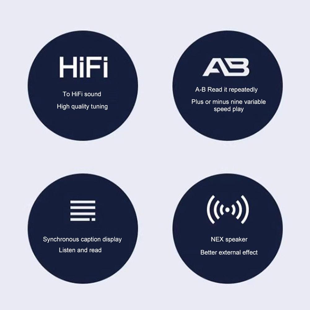 MP3 MP4 плеер HiFi MP4 Walkman Полноценный сенсорный экран Совместимость с Bluetooth Портативный MP3-плеер с динамиком FM/E-book/Диктофон