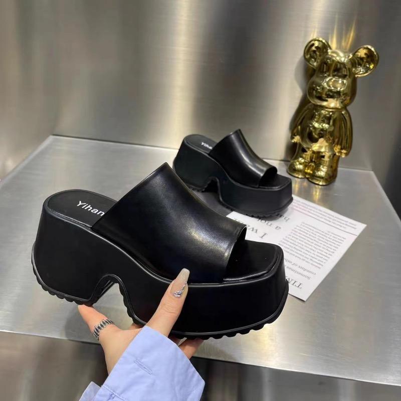 Fashion Summer Women's Slippers Fashion Platform Sandals Luxury Leather Casual Slippers High-heele Slippers for Women Open Toe Sandalias