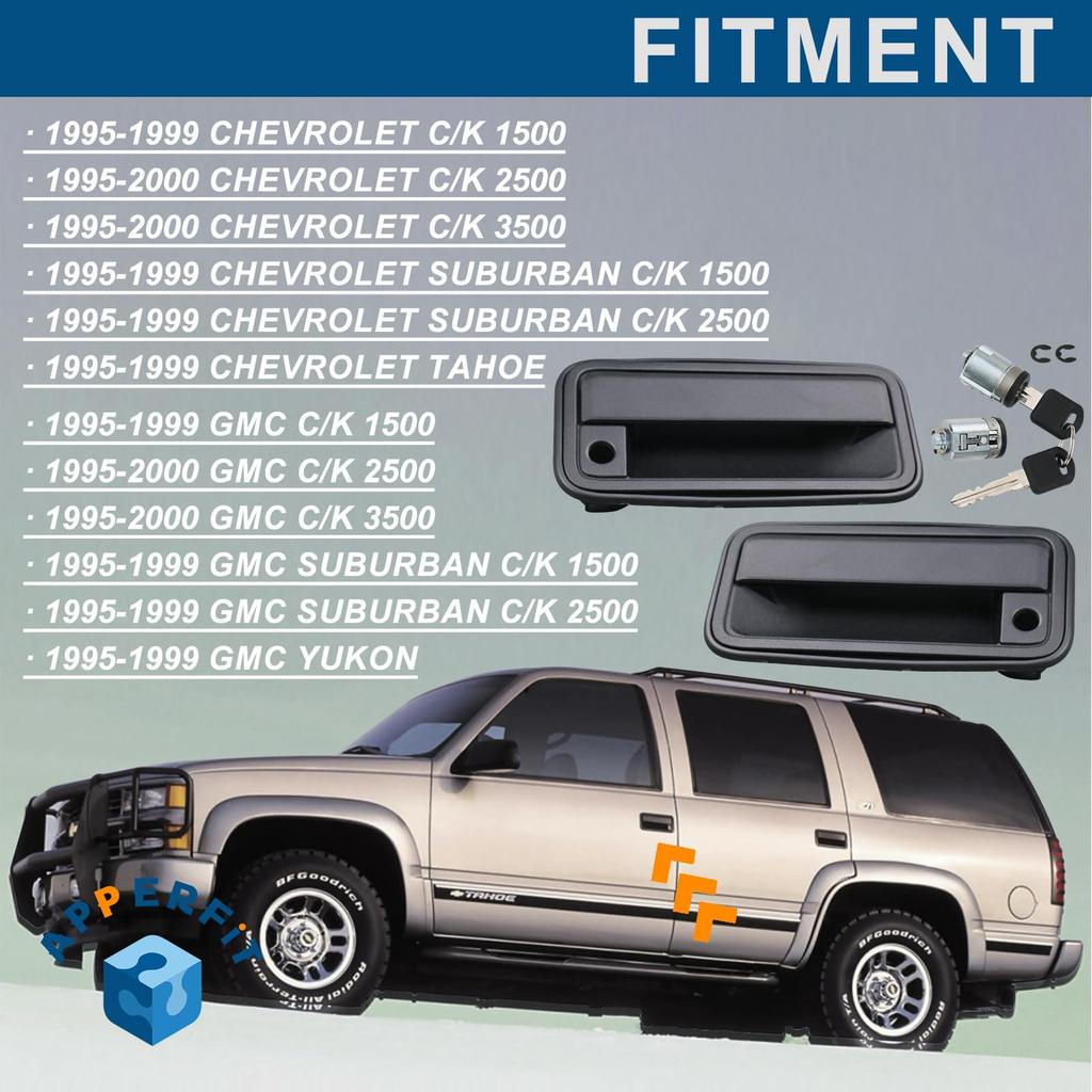 APPERFiT All Metal Exterior Door Handle with Lock Cylinder & Key for Chevy Tahoe