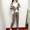 Модный женский повседневный вязаный клетчатый свитер, комплект из двух предметов