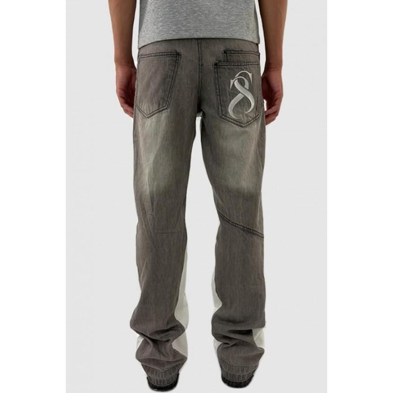 Vintage Washed Distressed Raw Hem Denim Jeans Men Women Streetwear Loose Flared Trousers Fall