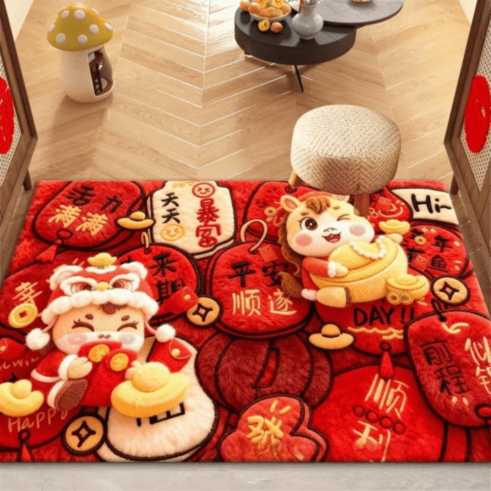 40*60cm Year of The Horse Floor Mat Cartoon Design Quick-Dry Material Pony New Year Door Mat Non-Slip Entryway Doormat
