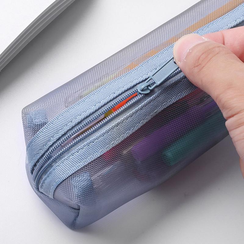 Прозрачная простая сетчатая сумка для ручек, студенческая сумка для канцелярских принадлежностей для экзаменов, большая вместительная портативная сумка для хранения канцелярских принадлежностей, товары для учебы