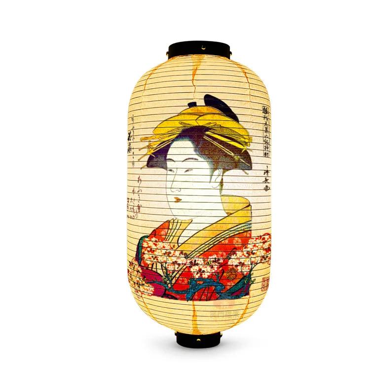 Japanese Style Geisha Pattern Lantern Waterproof Cloth Ukiyo-e Cuisine Restaurant Izakaya Decor Lantern Festival Party Decor