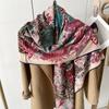 130*130cm 30% Silk +70% Wool Scarf Retro Vintage Luxurious Soft Shawl Large Warm Winter Wrap for Women