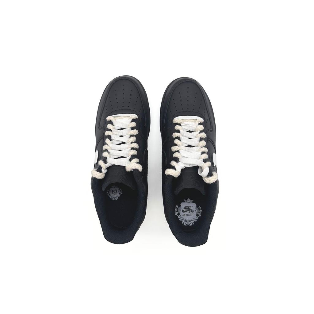 Nike Air Force 1 Leather Slip Resistant Abrasion Resistant Low top Skateboard Shoes Unisex Black White CW2288-001(Team505-)