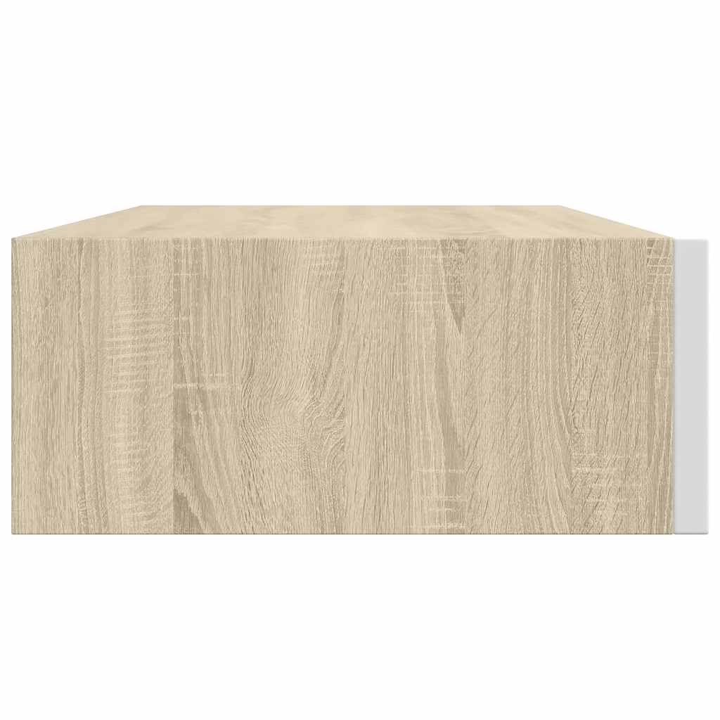 Vidaxl Półka Ścienna Z Szufladą, Dąb I Biel, 40 X 23,5 X 10 Cm, Mdf