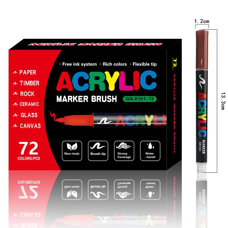 8101 Акриловые маркеры с мягким наконечником - 12/24 цвета для студенческого творчества, DIY и граффити