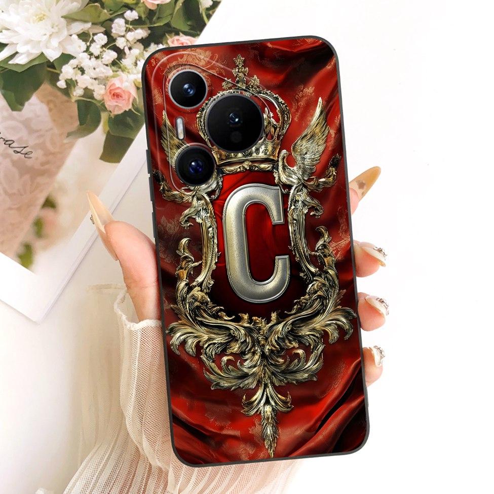 Для Huawei Pura 70 Прозрачный Чехол Эстетичный Роскошный Корона Мода Буквы от A до Z 2D Расписной Мягкий Чехол для Huawei ADY-LX9 ADY-AL00