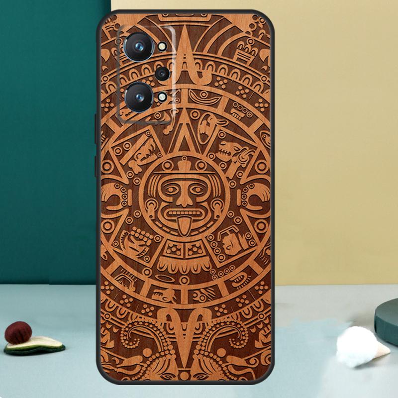 Mayan Calendar Wood Pattern For Realme GT 7 Pro GT 5 6 6T C67 C61 C55 C53 C51 C21Y C25S C75 10 11 12 13 14 Pro Plus Case