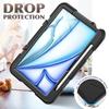 For iPad Air 11 (2025)/(2024) Case with Built-In Screen Protector Kickstand PC+Silicone Tablet Cover