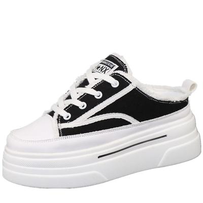 Модные холщовые полутапочки Baotou, женская верхняя одежда, лето 2024, новые внутренние туфли с завышенной талией, без каблука, сандалии без застежек, кроссовки