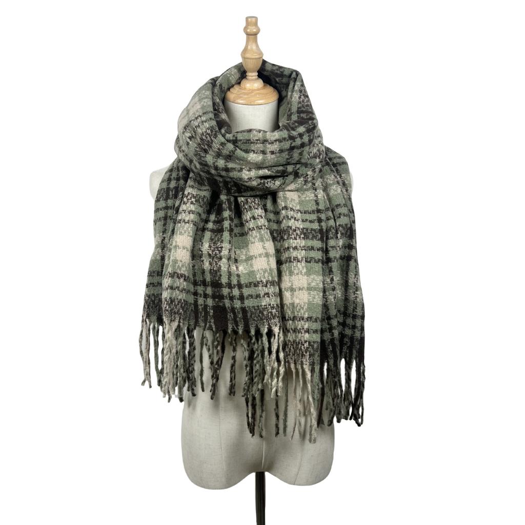 Autumn and Winter High-end Simple Scarf Women's Color Plaid Thickened Scarf Warm Fashion Scarf Versatile Shawl