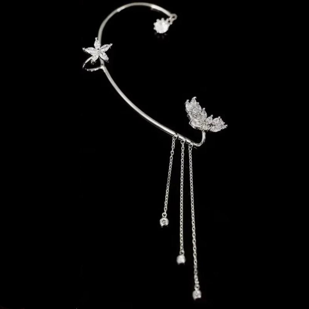 Long Chain Ear Cuff Earrings Tassel Ear Hook Earrings Exquisite Clip on Earrings  Party