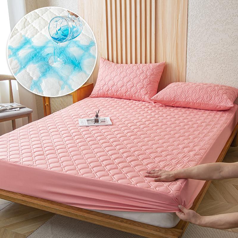 Waterproof Cotton Fitted Bed Sheet Anti-mite Mattress Protector Soft Breathable Mattress Cover Queen Fitted Sheet 140/160*200cm