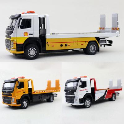 1/50 Грузовик-эвакуатор с платформой для перевозки автомобилей Volvo Игрушечный автомобиль Модель автомобиля из литого металла Механизм «оттяни и отпусти» Звук и свет Образовательная коллекция Подарок Ребенок