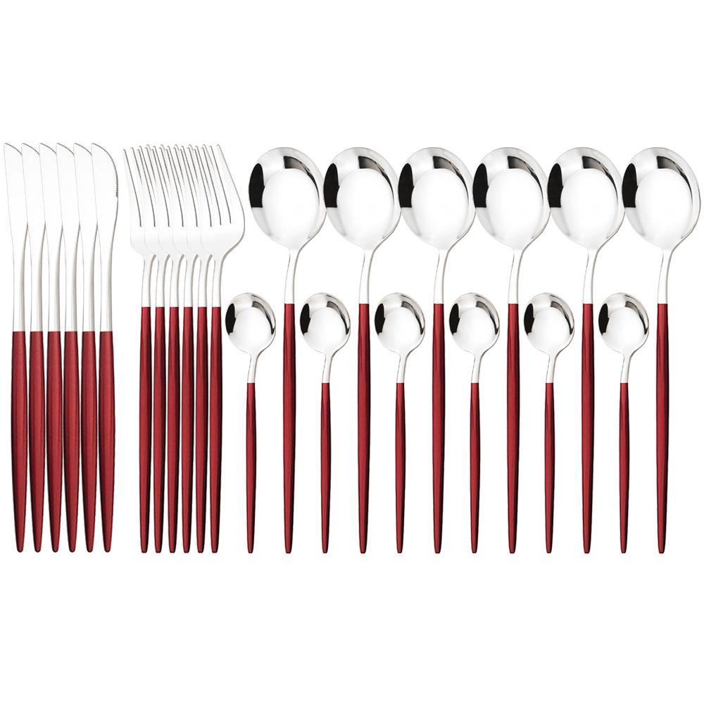 Новинка, 24 шт., мятно-золотой набор столовой посуды, нож, вилка, кофейная ложка, столовые приборы, столовые приборы в стиле вестерн из нержавеющей стали, столовые приборы, столовые приборы Kiechen, серебро