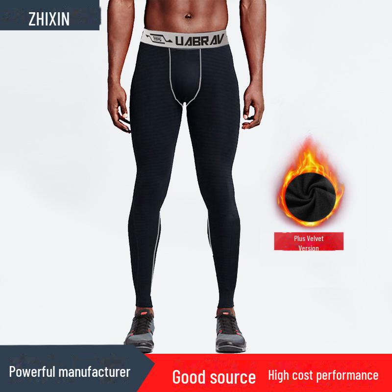 Мужские профессиональные баскетбольные быстросохнущие компрессионные леггинсы с бархатной подкладкой — идеально подходят для бега и фитнеса осенью и зимой