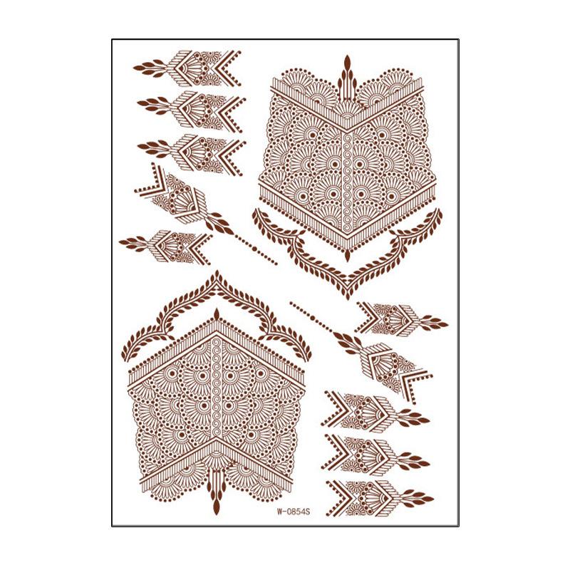 Наклейка-тату, Коричнево-красная, Индийская хна, Водостойкая, Кружевная наклейка-тату, Украшение для танцев, Украшение для вечеринки, Изысканная наклейка-тату