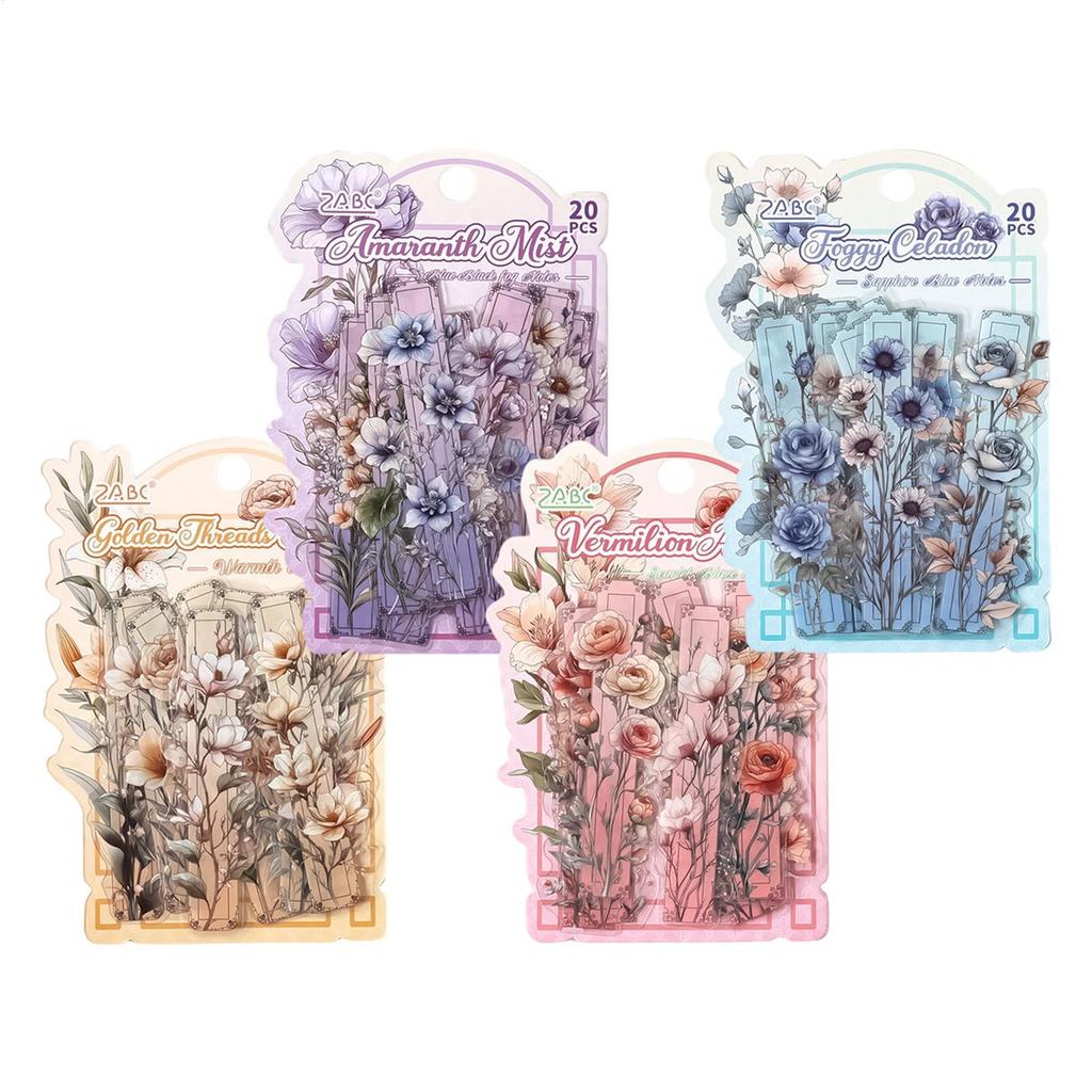 Vintage Flower Stickers 20Pcs Plants Flowers Sticker Pack Scrapbooking Collage Journal Planner Hand Account Stationer Decor