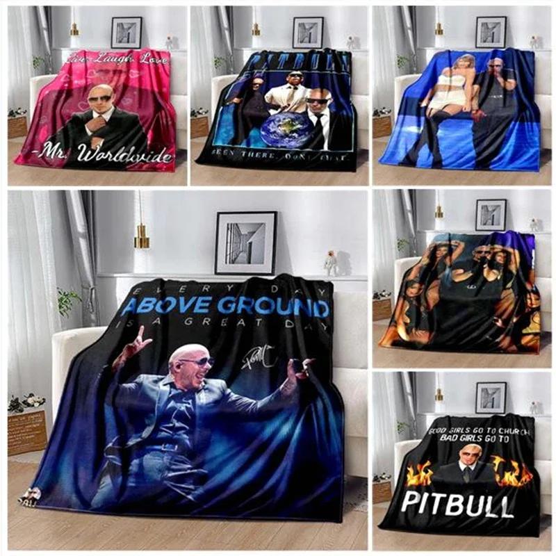 Плед Mr 305 Питбуль MR Worldwide Хиппи Постер Печатный Фланель Зернистое Полотенце Мягкий Плюш Диван Кровать Пушистый Плед