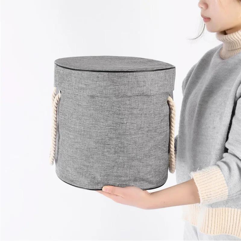Toy Storage Bag Blocks Zip Handheld Storage and Organising Bag Large Capacity Storage Bucket Bag Multifunctional round storage bucket