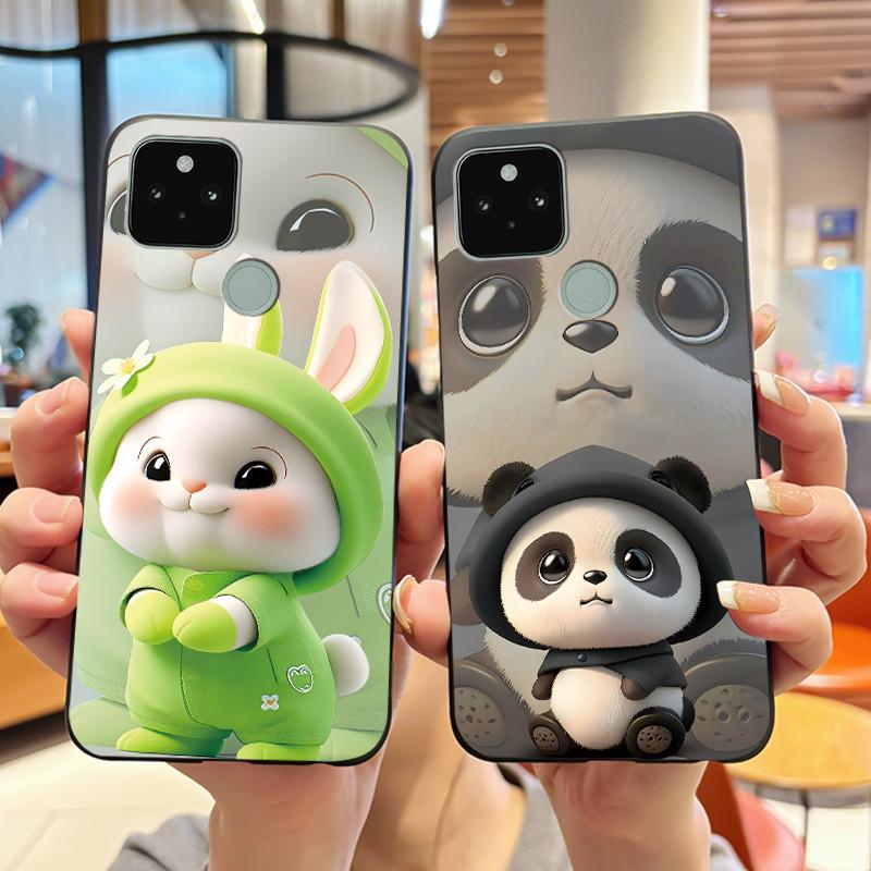 Phone Case For Google Pixel 5 Soft Silicone Black Case Elegant Style Beautiful Pattern Snow Mountain, Hidden Garden Casing
