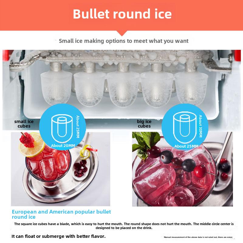 25KG Commercial Ice Maker, Small Barrel Water Round Ice Machine for Milk Tea Shops and Home Use