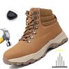 Anti-Smash Steel Toe Work Boots Mens Protection Shoes Breathable Non-Slip Anti-Puncture Construction Work Shoes Hiking Boots