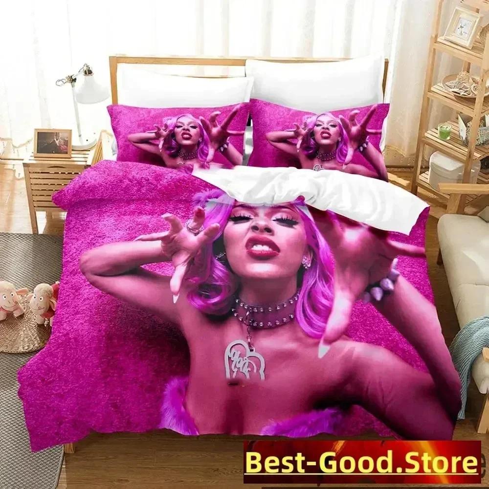 3D Печать Сексуальный Комплект Постельного Белья Doja Cat Печатный Комплект Постельного Белья С Наволочкой Пододеяльником Мягкий Размер Queen King Постельное Белье Для Дома Мальчиков Взрослых